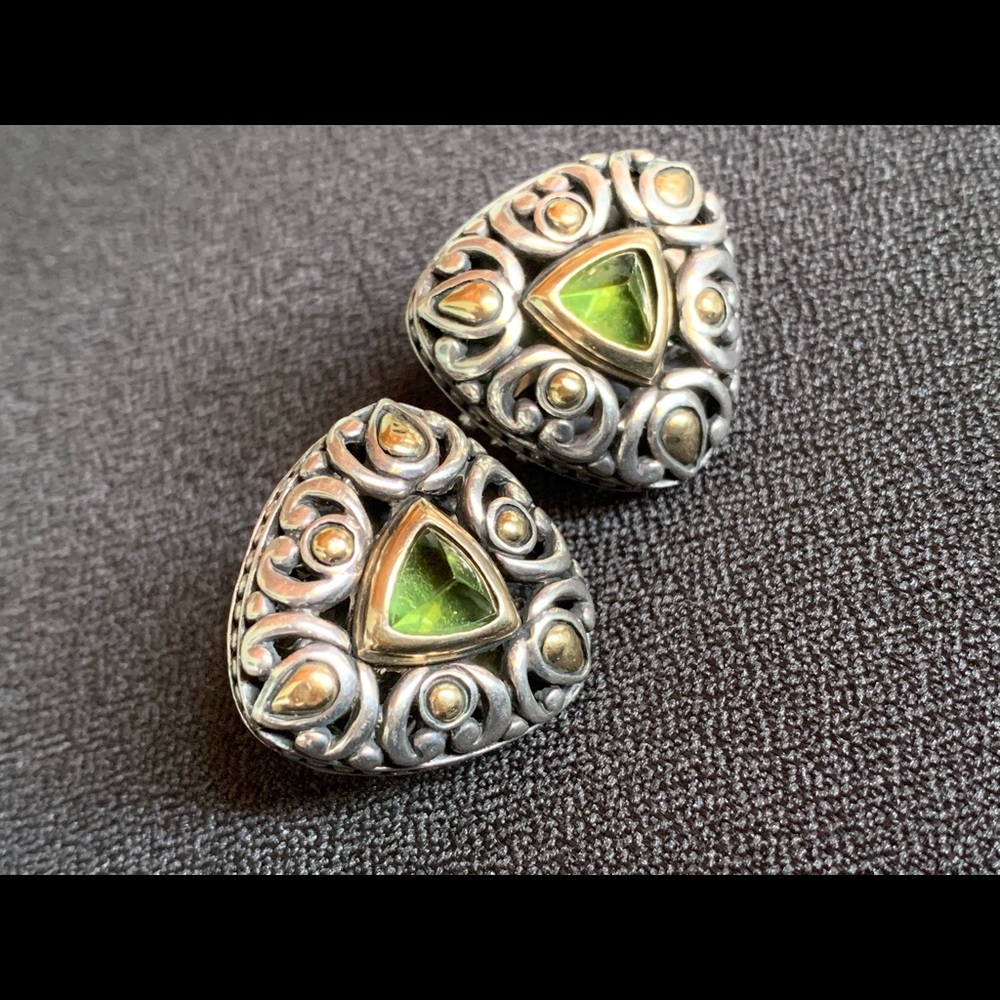John Hardy 18k and SS peridot earrings - Picture 2 of 5
